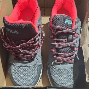 Fila Gray and Red Athletic Shoes